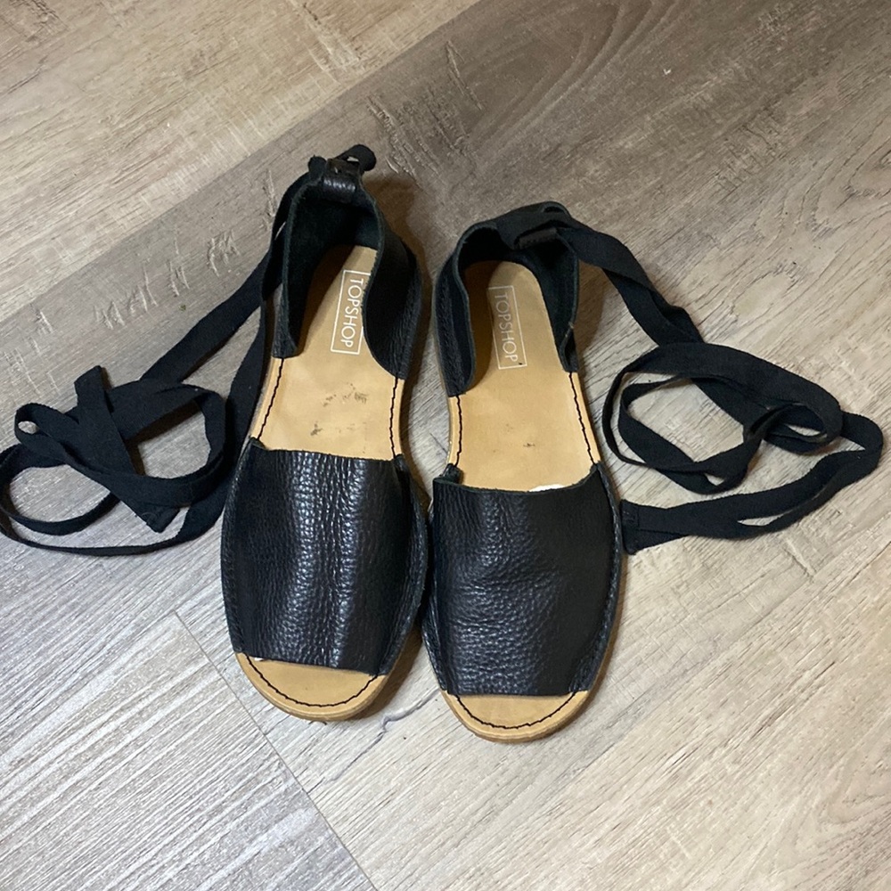 Black TopShop espadrille sandals with ties